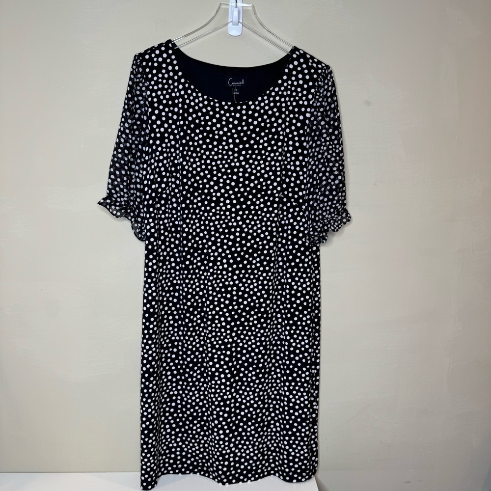 Connected Apparel Womens Petites Sheer Sleeve Jersey Sheath Dress size 16